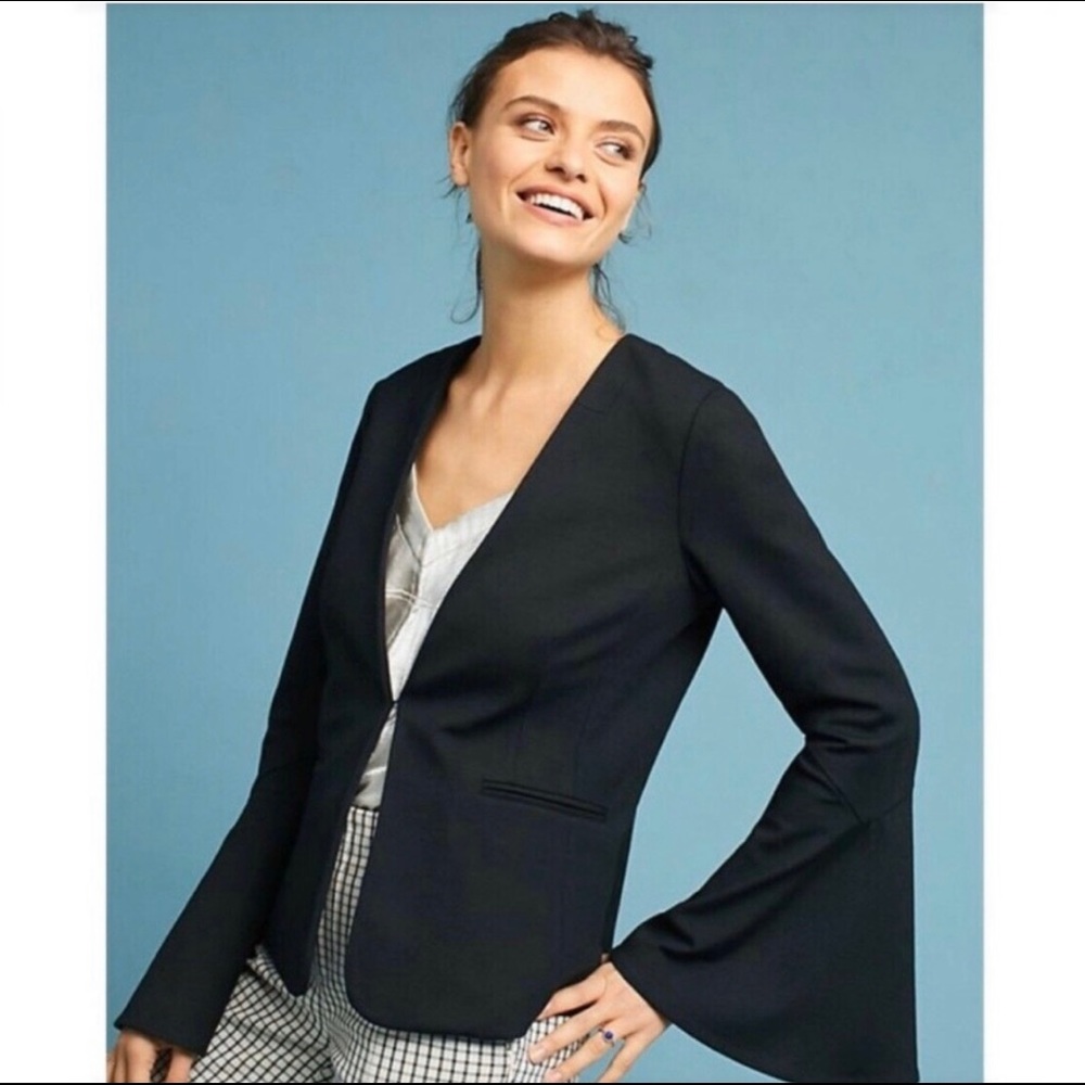Anthropologie Black Bell Sleeved Blazer/Jacket